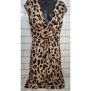 CACHE WOMEN'S Sz 10 DRES LEOPARD ANIMAL PRINT STRETCH COCKTAIL PARTY DATE NIGHT